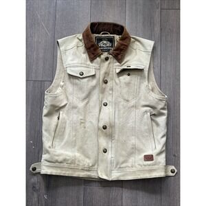 Roland Sands RSD Ramone Perforated Vest Tan Khaki Large Men's Biker Motorcycle